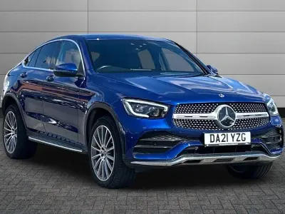 Used Mercedes E300 AMG line 302 HP (222 kW) 2021 Blue Coupe