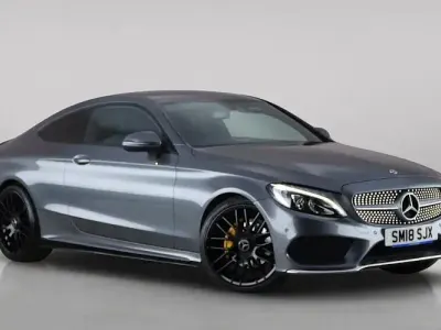 Used Mercedes C220 AMG line 170 HP (125 kW) 2018 Grey Coupe
