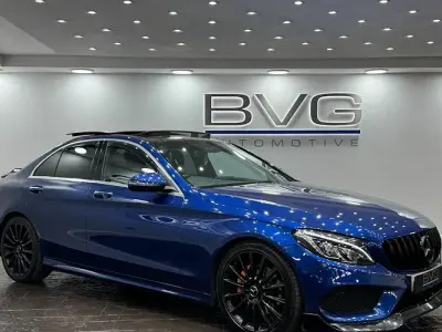 Used Mercedes C220 AMG line 170 HP (125 kW) 2017 Blue Sedan