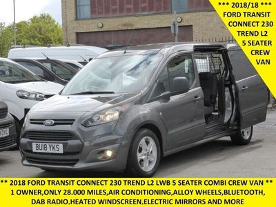 used Ford Transit Connect 230 TREND L2 LWB 5 SEATER DOUBLE CAB CREW VAN IN GREY WITH ONLY 28.000 MILE