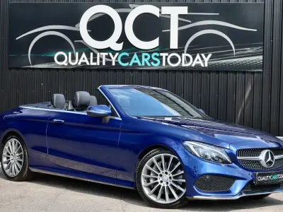 Used Mercedes C250 AMG line 201 HP (147 kW) 2017 Blue Cabriolet