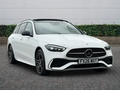 Used Mercedes C300e AMG Line Premium Plus 2026 Solid colour polar white Estate
