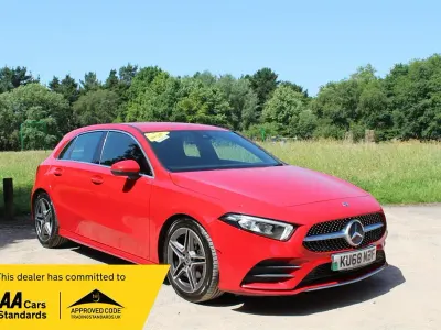 Used Mercedes 200 AMG line 160 HP (117 kW) 2018 Red Hatchback