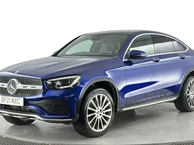Used Mercedes E300 AMG line 306 HP (225 kW) 2021 Blue Coupe