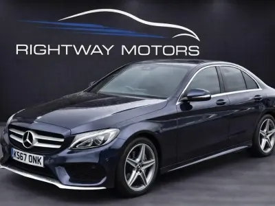 Used Mercedes C220 AMG line 170 HP (125 kW) 2017 Blue Sedan