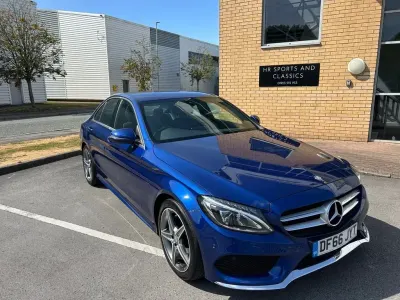 Used Mercedes C200 AMG line 184 HP (135 kW) 2016 Blue Sedan