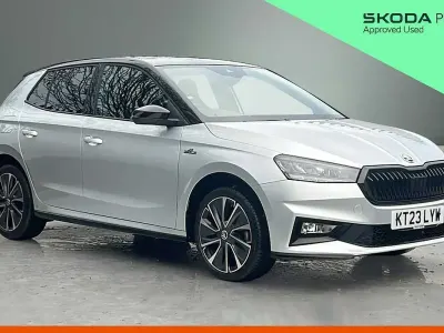 Used Skoda Fabia Monte Carlo 81 HP (59 kW) 2023 Brilliant silver metallic body / black magic pearl effect roof Hatchback