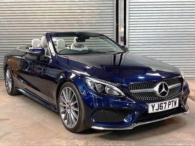 Used Mercedes C220 AMG line 175 HP (128 kW) 2017 Blue Cabriolet