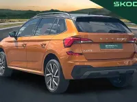 New Skoda Kamiq Design Edition 116 HP (85 kW) 2026 Phoenix orange metallic black magic pearl effect SUV