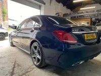 Used Mercedes C220 AMG line 170 HP (125 kW) 2017 Blue Sedan