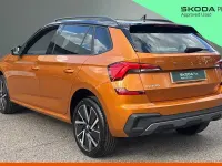 Used Skoda Kamiq Design Edition 85 HP (62 kW) 2026 Phoenix orange metallic black magic pearl effect SUV