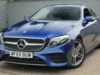 Used Mercedes E220 AMG line 194 HP (142 kW) 2019 Blue Coupe