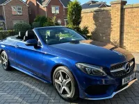 Used Mercedes C200 AMG line 184 HP (135 kW) 2018 Blue Cabriolet