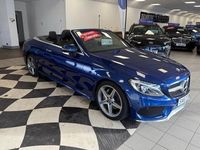 Used Mercedes C220 AMG line 170 HP (125 kW) 2017 Blue Cabriolet