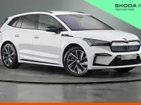 Used Skoda Enyaq iV SportlinePlus 154 kW (210 HP) 2024 Moon white metallic SUV