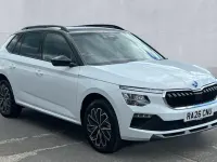 New Skoda Kamiq Design Edition 116 HP (85 kW) 2026 Moon white metallic black magic pearl effect SUV