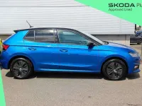 Used Skoda Fabia Colour Edition 94 HP (69 kW) 2023 Race blue metallic black body / magic pearl effect roof Hatchback