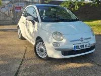Used Fiat 500 Lounge 69 HP (50 kW) 2009 White Cabriolet