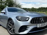 Used Mercedes E220 AMG line 194 HP (142 kW) 2021 Silver Coupe