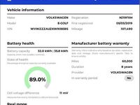 Usado VW e-Golf 100 kW (136 HP) 2019 Branco Citadino
