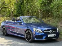 Used Mercedes C220 AMG line 170 HP (125 kW) 2017 Blue Cabriolet