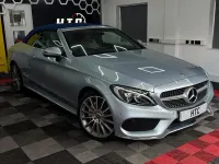 Used Mercedes C220 AMG line 170 HP (125 kW) 2018 Silver Cabriolet