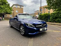 Usado Mercedes C200 184 CV (135 kW) 2017 Azul Descapotable