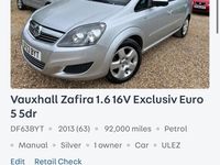 used Vauxhall Zafira 1.6i [115] Exclusiv 5dr