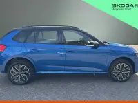 New Skoda Kamiq Design Edition 85 HP (62 kW) 2026 Race blue metallic black magic pearl effect SUV