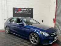 Begagnad Mercedes C220 AMG line 2018 Blå Kombi