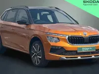 New Skoda Kamiq Design Edition 116 HP (85 kW) 2026 Phoenix orange metallic black magic pearl effect SUV