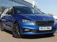 Used Skoda Fabia Colour Edition 94 HP (69 kW) 2023 Race blue metallic black body / magic pearl effect roof Hatchback