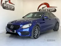 Used Mercedes C220 AMG line 170 HP (125 kW) 2017 Blue Sedan