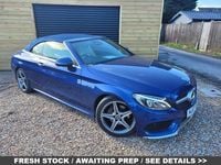 Used Mercedes C220 AMG line 170 HP (125 kW) 2017 Blue Cabriolet